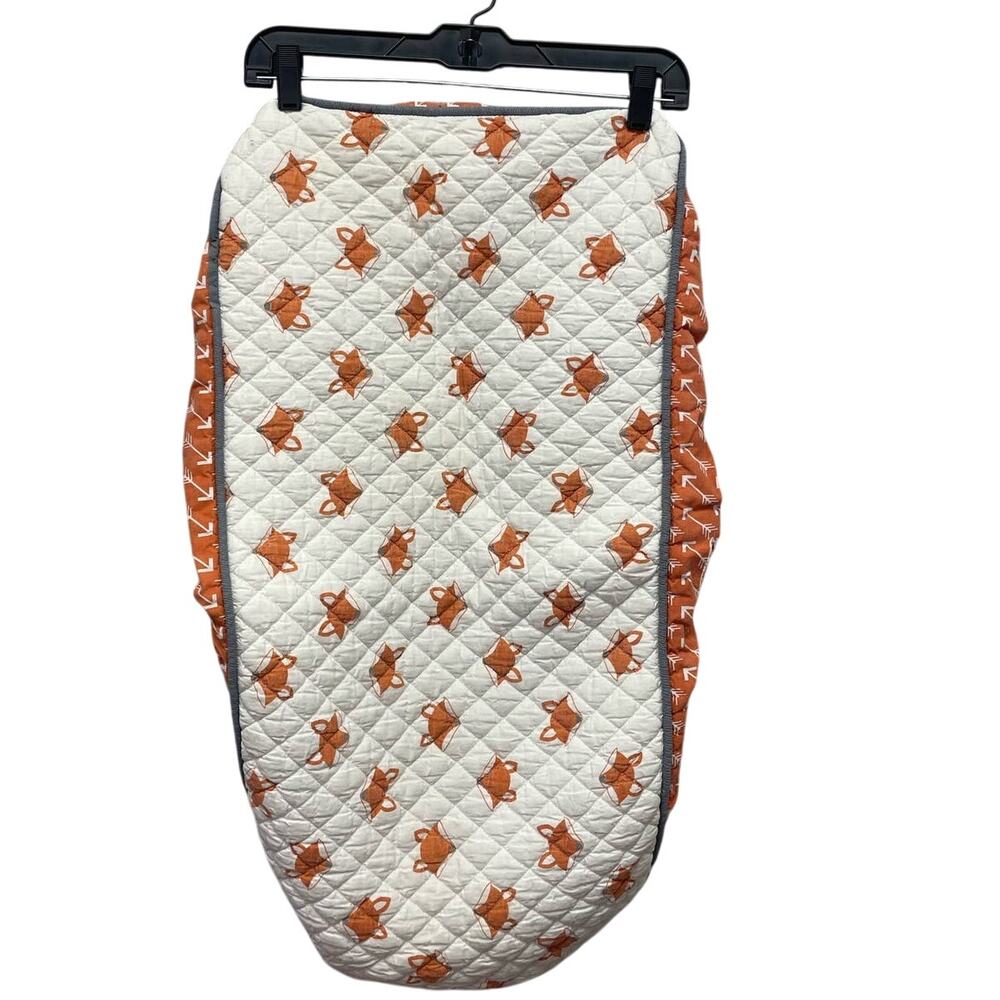 Bacati 100% Cotton Fox Arrows Orange Gray Diaper Changing Table Elastic Cover